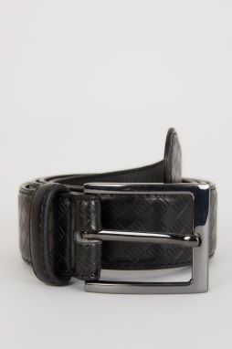 DEFACTO Men's Rectangular Buckle Faux Leather Classic Belt