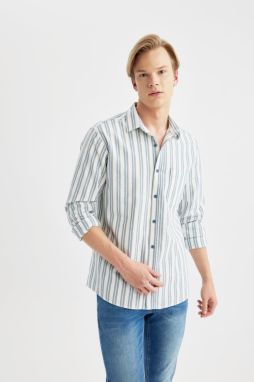 DEFACTO Regular Fit Striped Cotton Long Sleeve Shirt