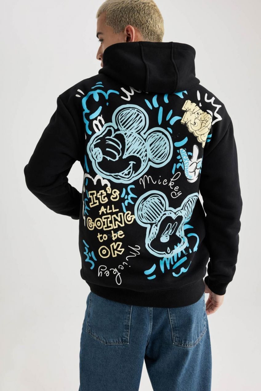 DEFACTO Disney Mickey & Minnie Boxy Fit Hooded Sweatshirt