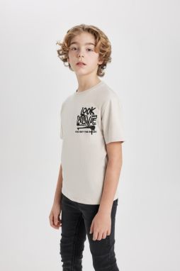 DEFACTO Boys' Crew Neck Printed Short Sleeve T-Shirt