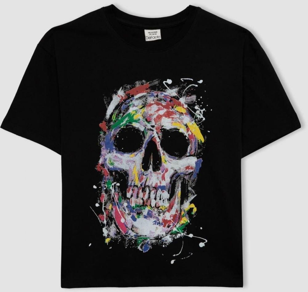 DEFACTO Boy's Oversize Fit Crew Neck Printed Short Sleeve T-Shirt