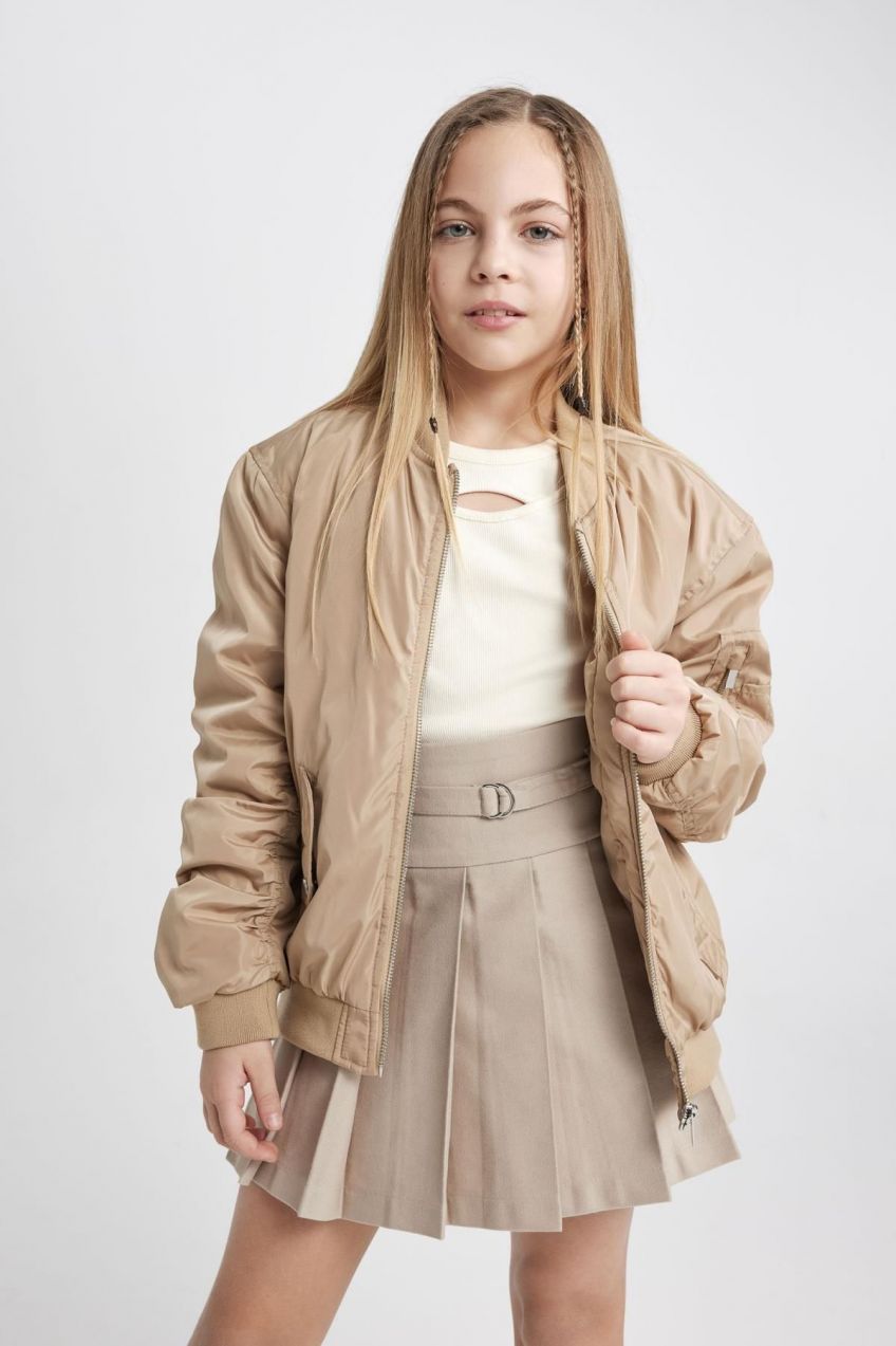 DEFACTO Girls Waterproof College Collar Bomber Coat