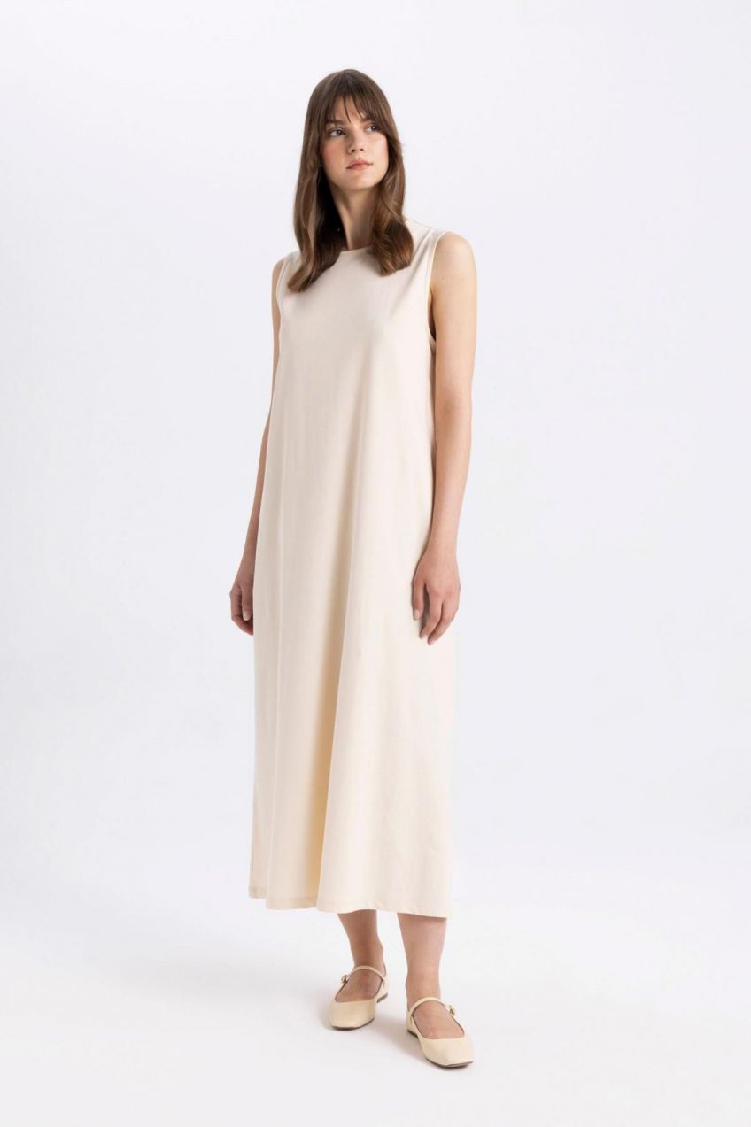 DEFACTO Regular Fit Sleeveless Maxi Combed Cotton Dress