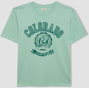 DEFACTO Boy's Crew Neck Printed Short Sleeve T-Shirt