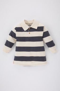 DEFACTO Baby Girl Polo Neck Striped Long Sleeve Dress