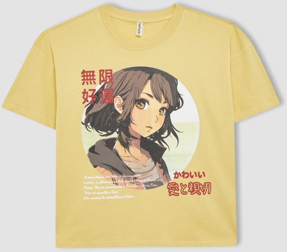 DEFACTO Girls Oversize Fit Printed Short Sleeve T-Shirt