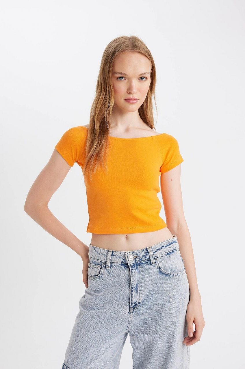 DEFACTO Cool Fitted Rib Short Sleeve T-Shirt