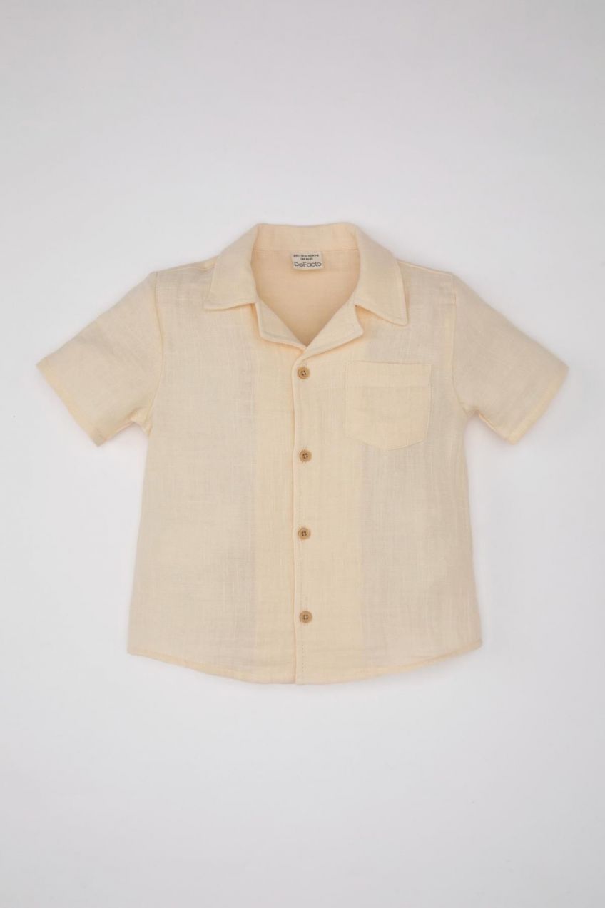 DEFACTO Baby Boy Open Collar Muslin Short Sleeve Shirt