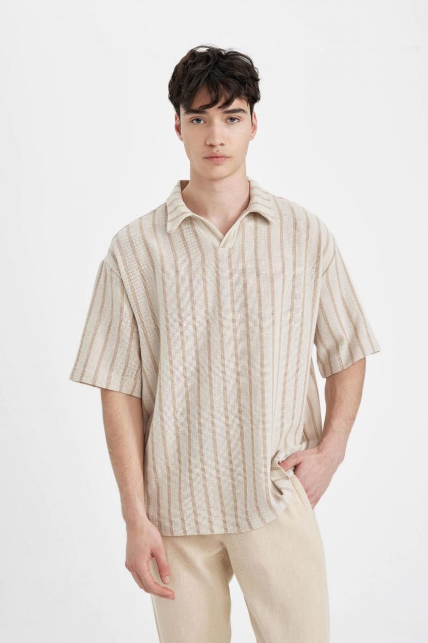 DEFACTO Oversize Fit Polo Neck Short Sleeve Shirt