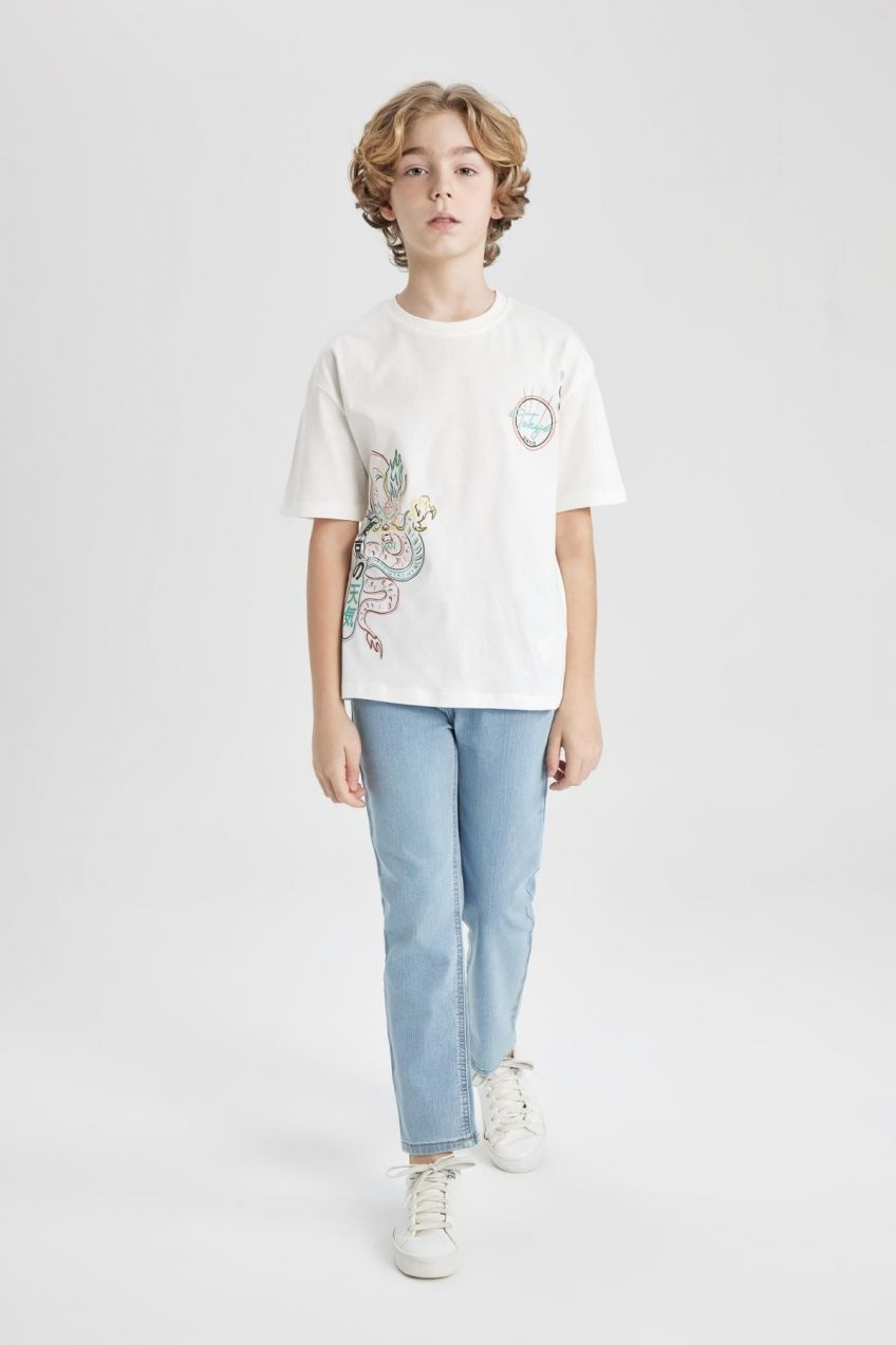 DEFACTO Boys' Straight Fit Standard Cuff Jeans