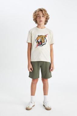 DEFACTO Boy's Printed Short Sleeve T-Shirt Shorts 2-Piece Set