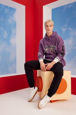 DEFACTO Oversize Fit Hooded Printed Sweatshirt