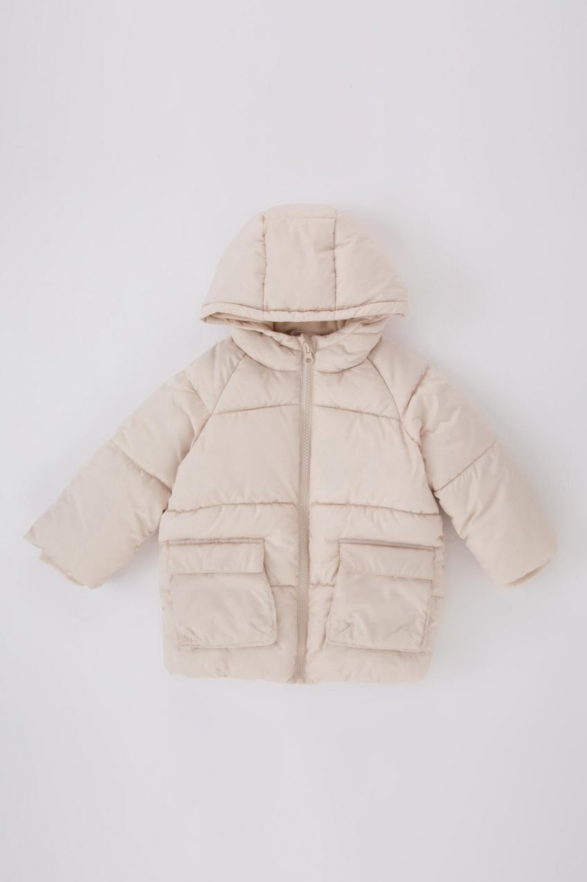 DEFACTO Baby Girl Waterproof Hooded Puffer Jacket