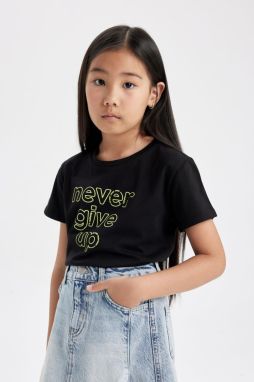 DEFACTO Girl's Printed Short Sleeve T-Shirt