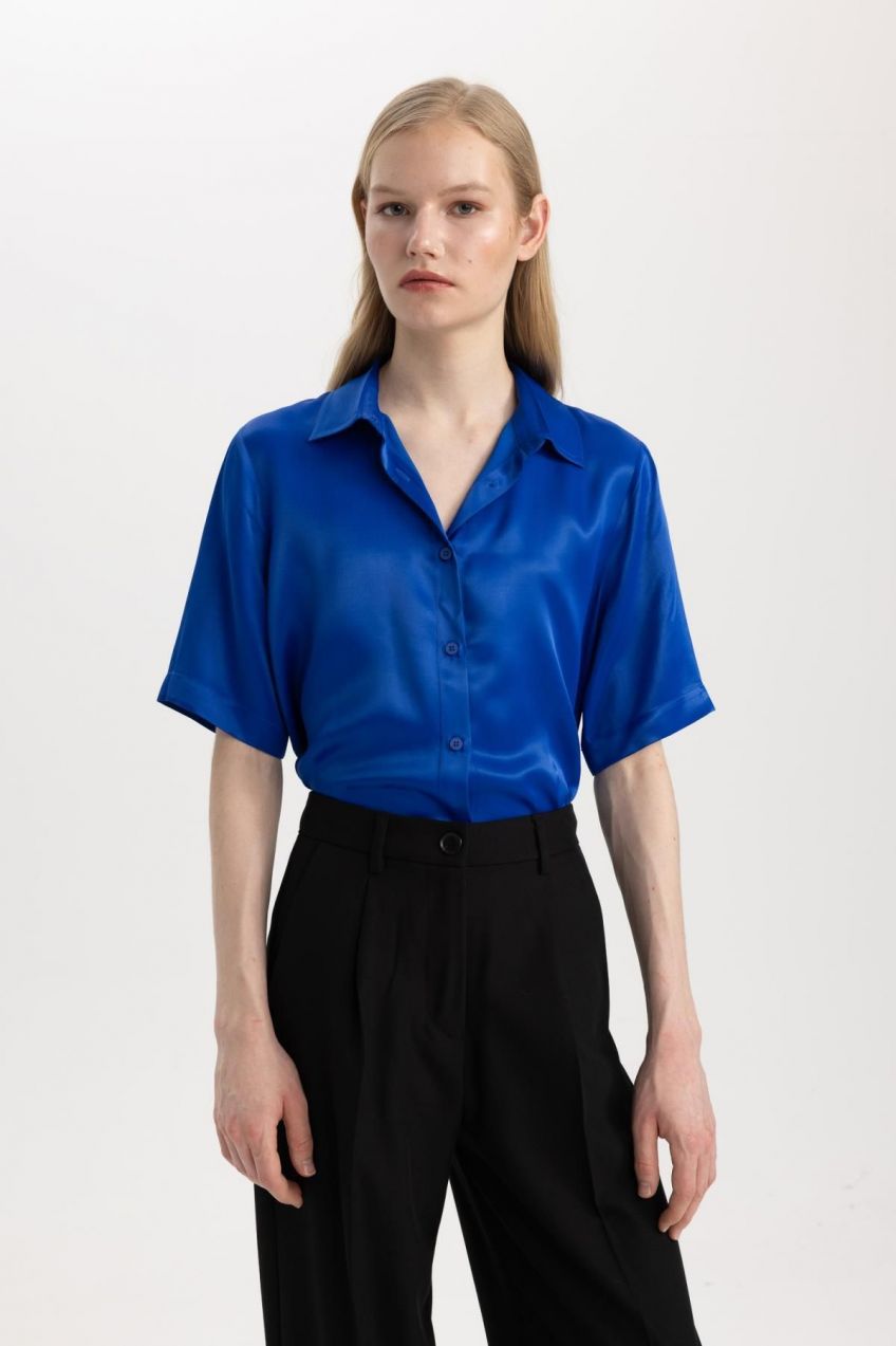 DEFACTO Regular Fit Satin Short Sleeve Shirt C3218x24sm