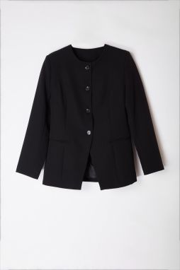 Trendyol Black Round / Crew Neck Fitted Waist Blazer Jacket