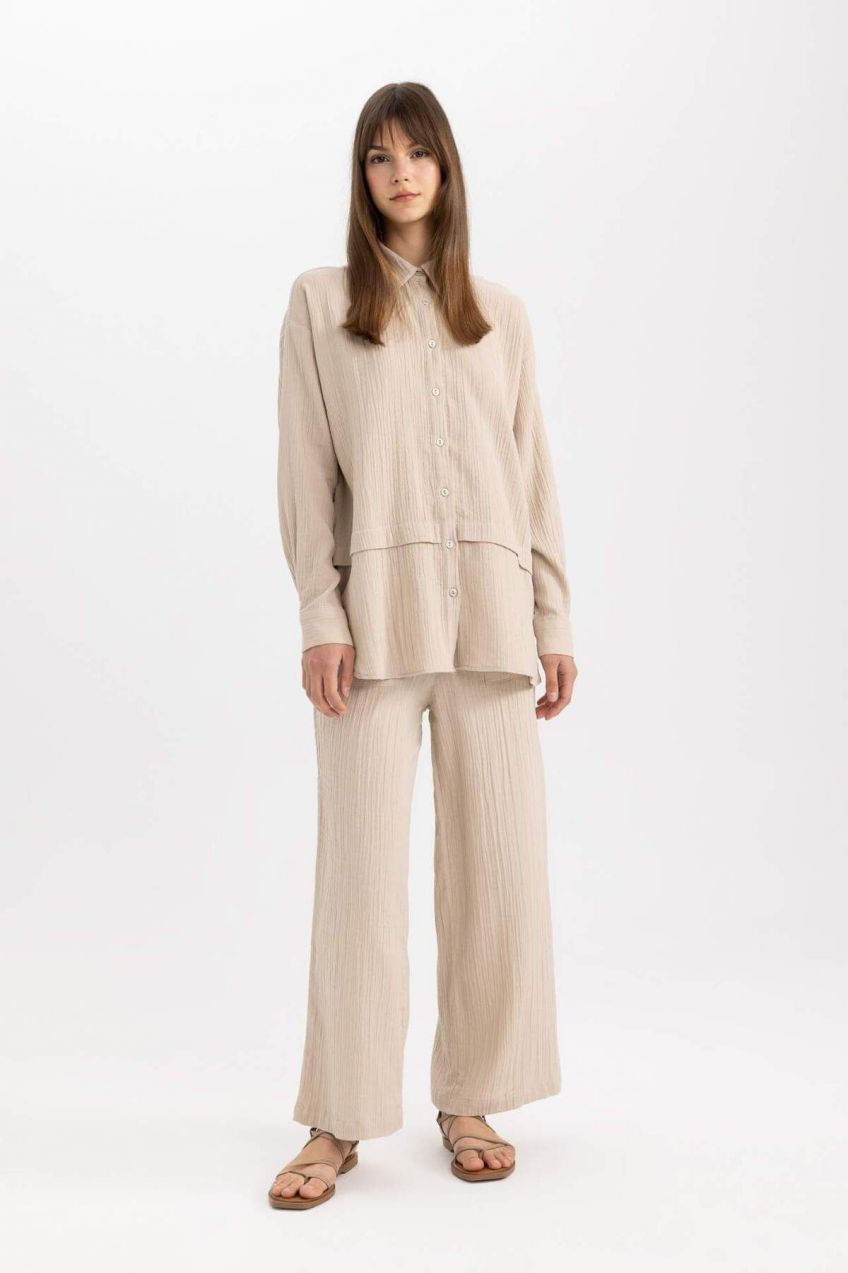 DEFACTO Wide Leg Muslin Trousers