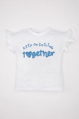DEFACTO Baby Girl Crew Neck Printed Short Sleeve T-Shirt
