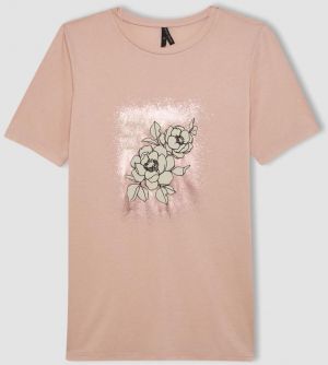DEFACTO Regular Fit Crew Neck Floral Short Sleeve T-Shirt