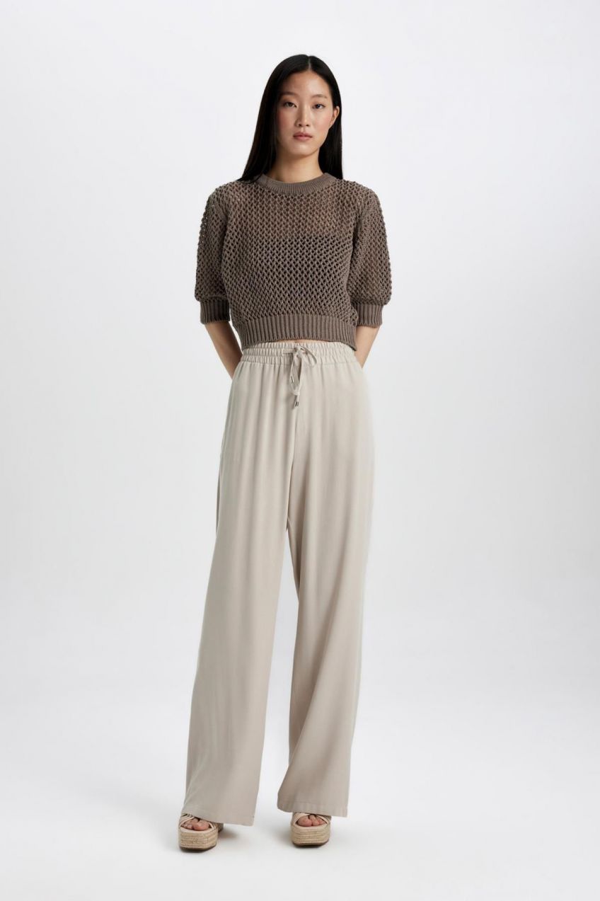 DEFACTO Florida High Waist Wide Leg Belmando Trousers with Pockets