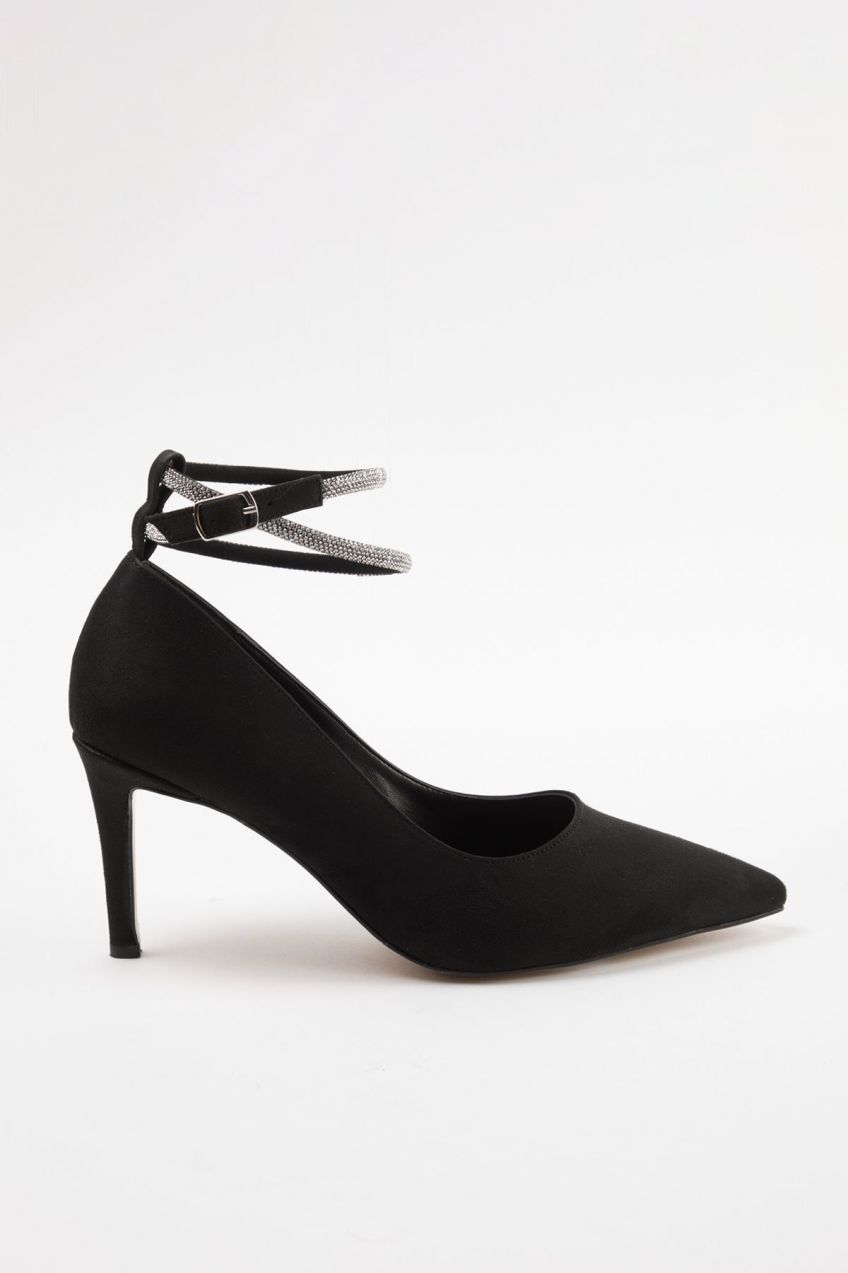Trendyol Black Ankle Stone Band Women's Classic Thin Heel Evening Shoes