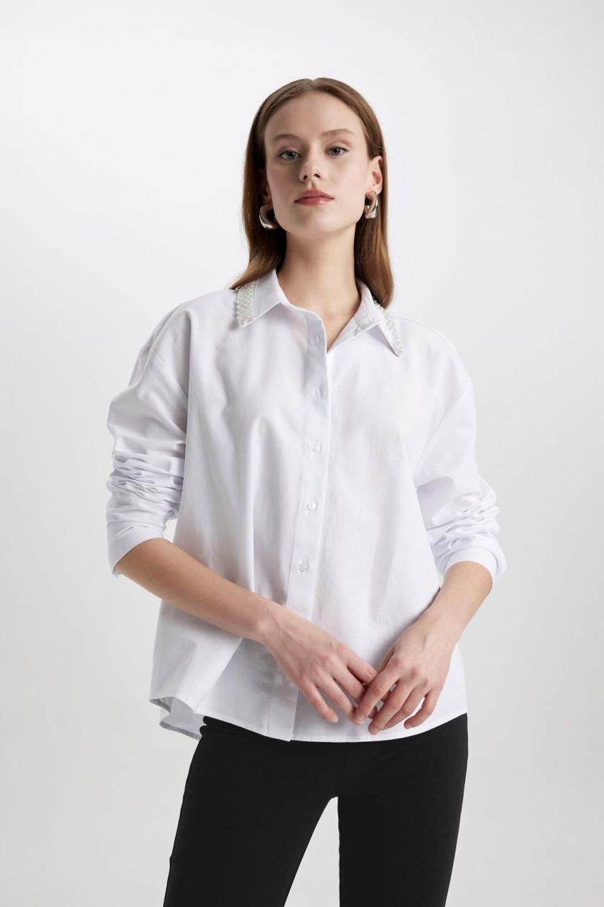 DEFACTO Oversize Fit Oxford Long Sleeve Shirt