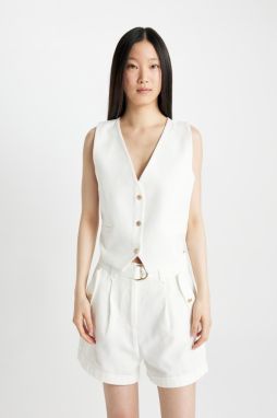 DEFACTO Crop V-Neck Cotton Blazer Vest