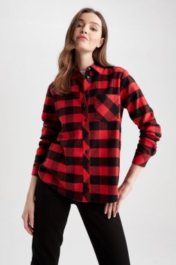 DEFACTO Regular Fit Checked Flannel Long Sleeve 100% Cotton Shirt