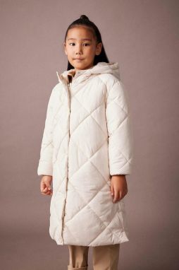 DEFACTO Girl's Water Repellent Hooded Quilted Long Coat