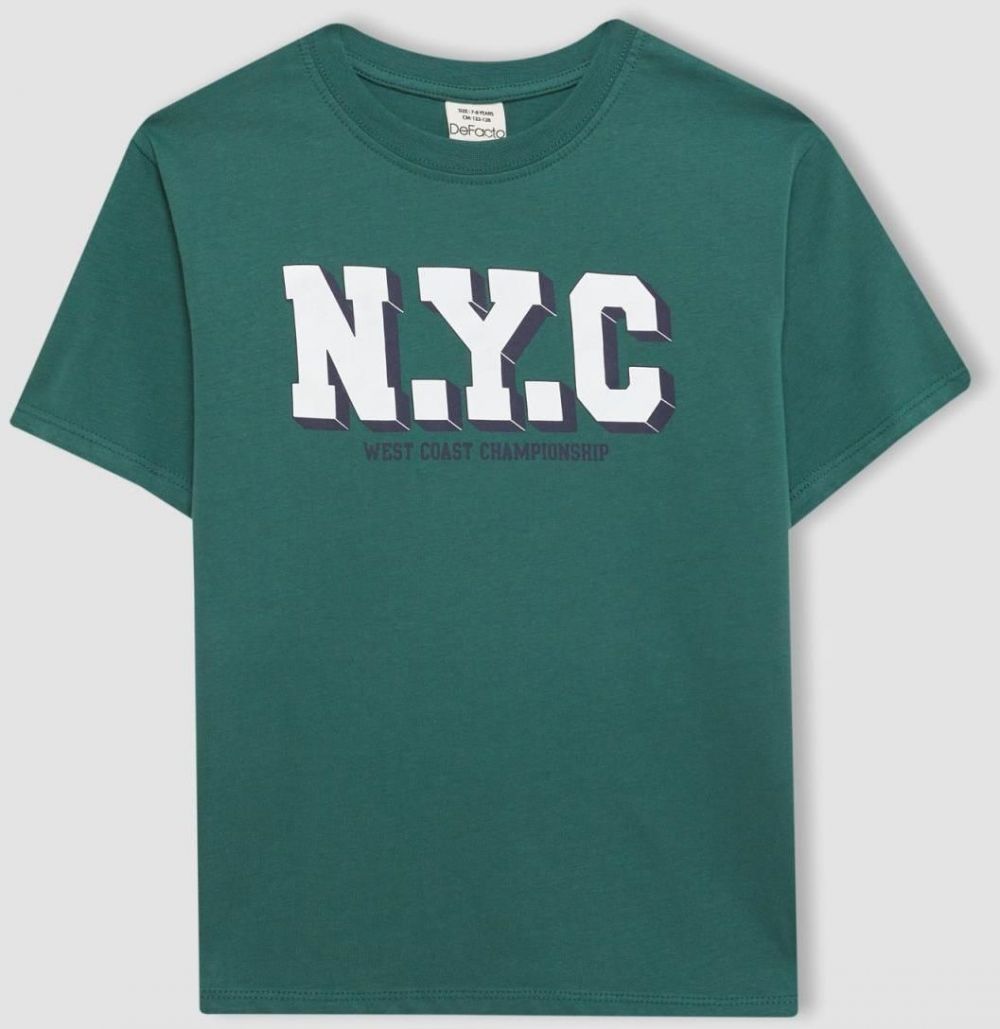 DEFACTO Boys' Crew Neck Printed Short Sleeve T-Shirt