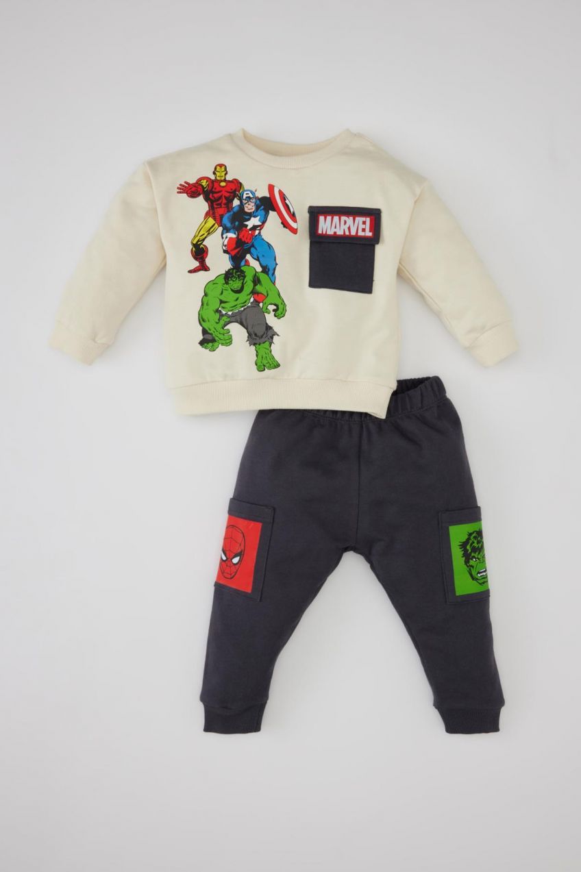 DEFACTO Baby Boy Marvel Comics Sweatshirt Sweatpants 2-piece Set