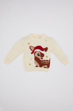 DEFACTO Baby Girl Crew Neck Patterned Sweater
