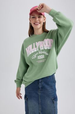 DEFACTO Cool Oversize Fit Crew Neck Printed Thick Fabric Sweatshirt