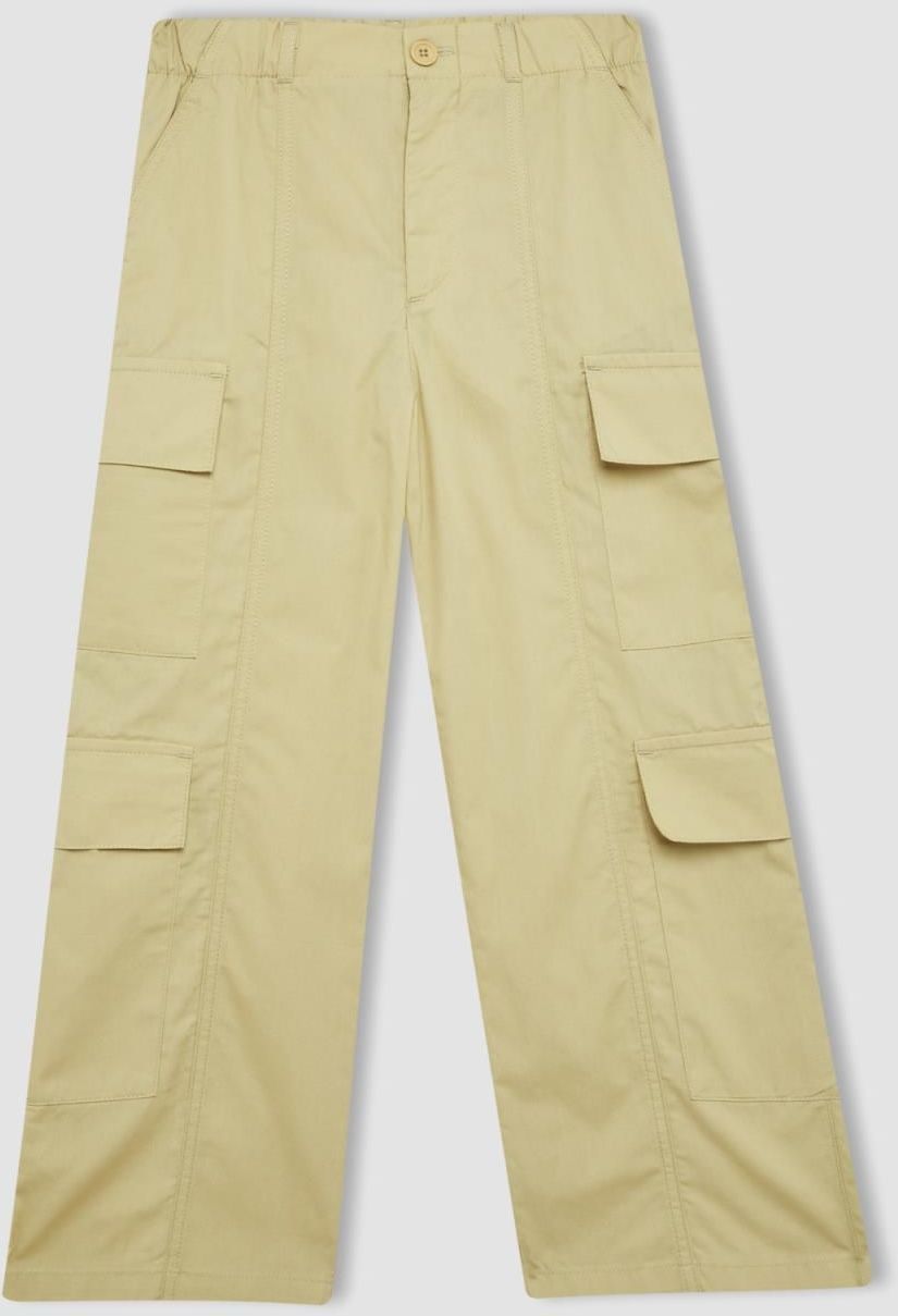 DEFACTO Girls' Wide Leg Cargo Wide Leg Cotton Trousers