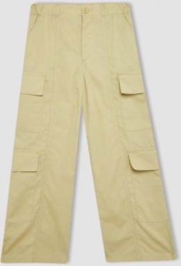 DEFACTO Girls' Wide Leg Cargo Wide Leg Cotton Trousers