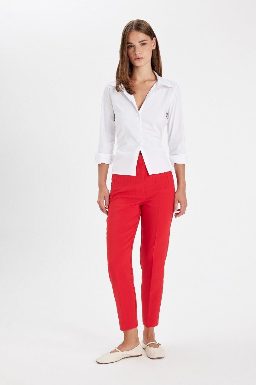 DEFACTO Carrot Fit Zippered High Waist Skinny Leg Crop Trousers