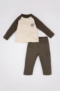 DEFACTO Baby Boy Printed Long Sleeve T-shirt Pants 2-Piece Set