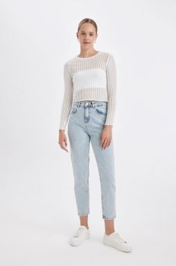 DEFACTO Lina Mom Fit High Waist Ankle Length Jean Washed Trousers
