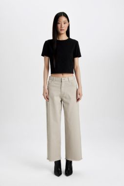 DEFACTO Culotte High Waist Wide Leg Gabardine Trousers