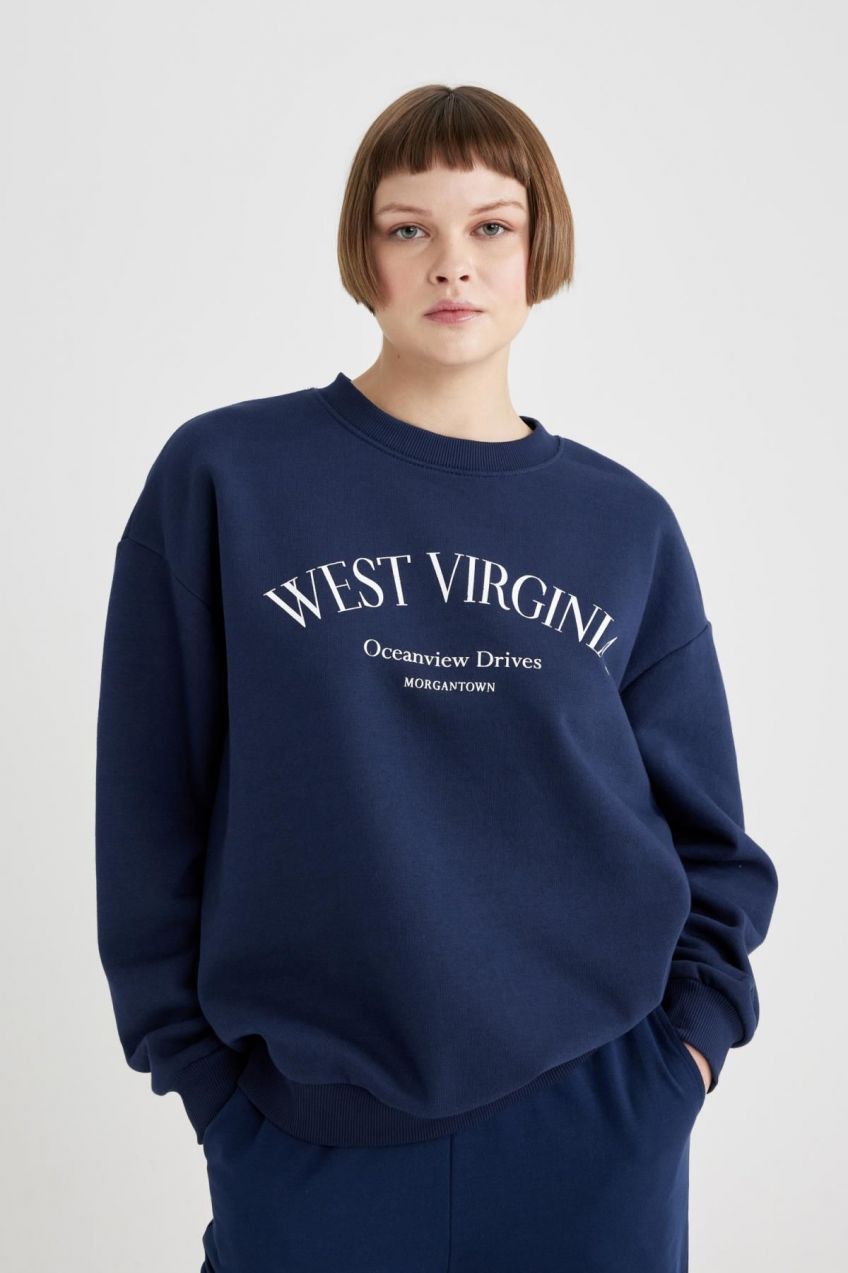 DEFACTO Relax Fit Crew Neck Printed Sweatshirt
