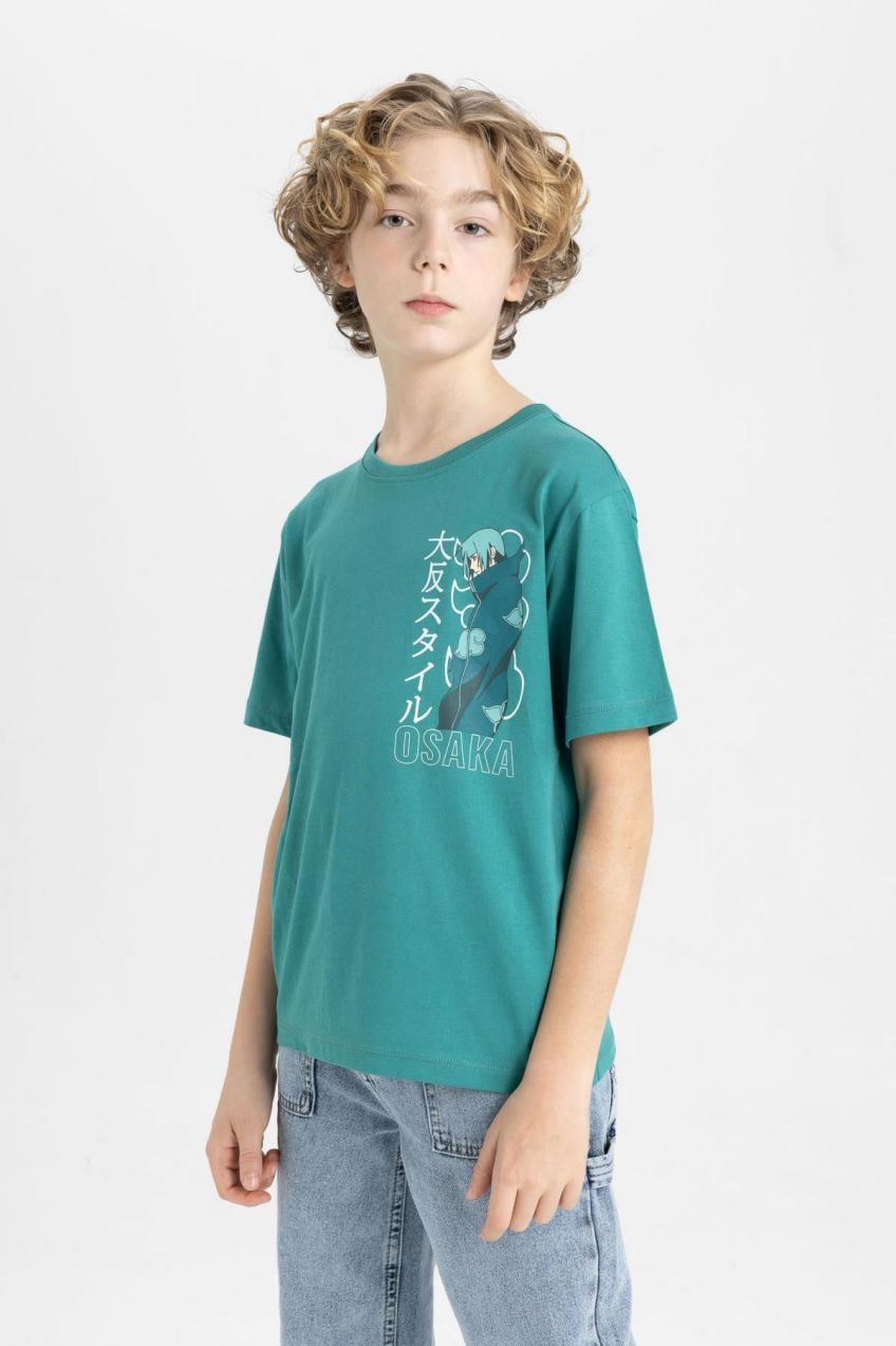 DEFACTO Boy's Crew Neck Printed Short Sleeve T-Shirt
