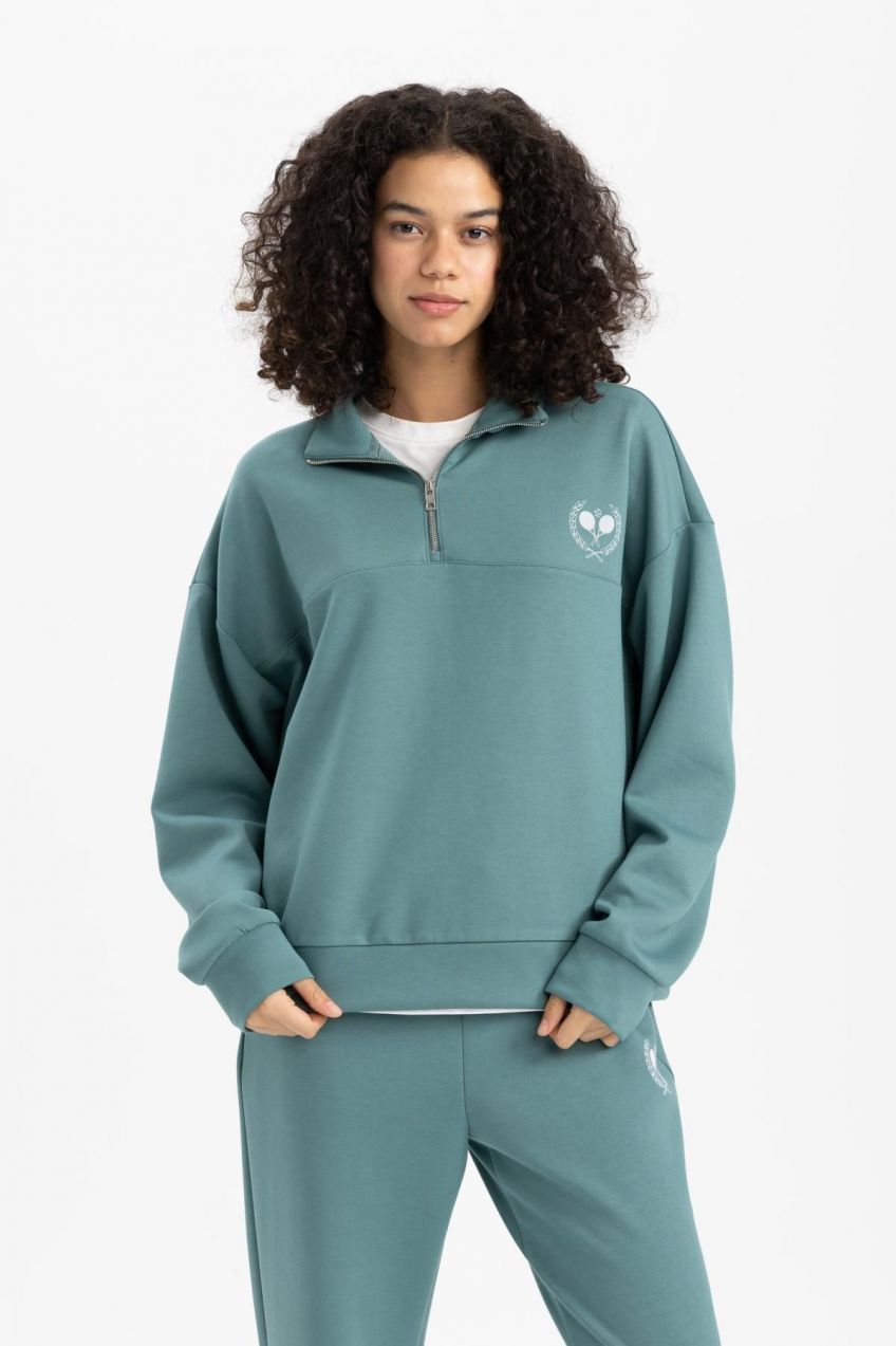DeFactoFit Oversize Fit High Neck Sportsman Sweatshirt