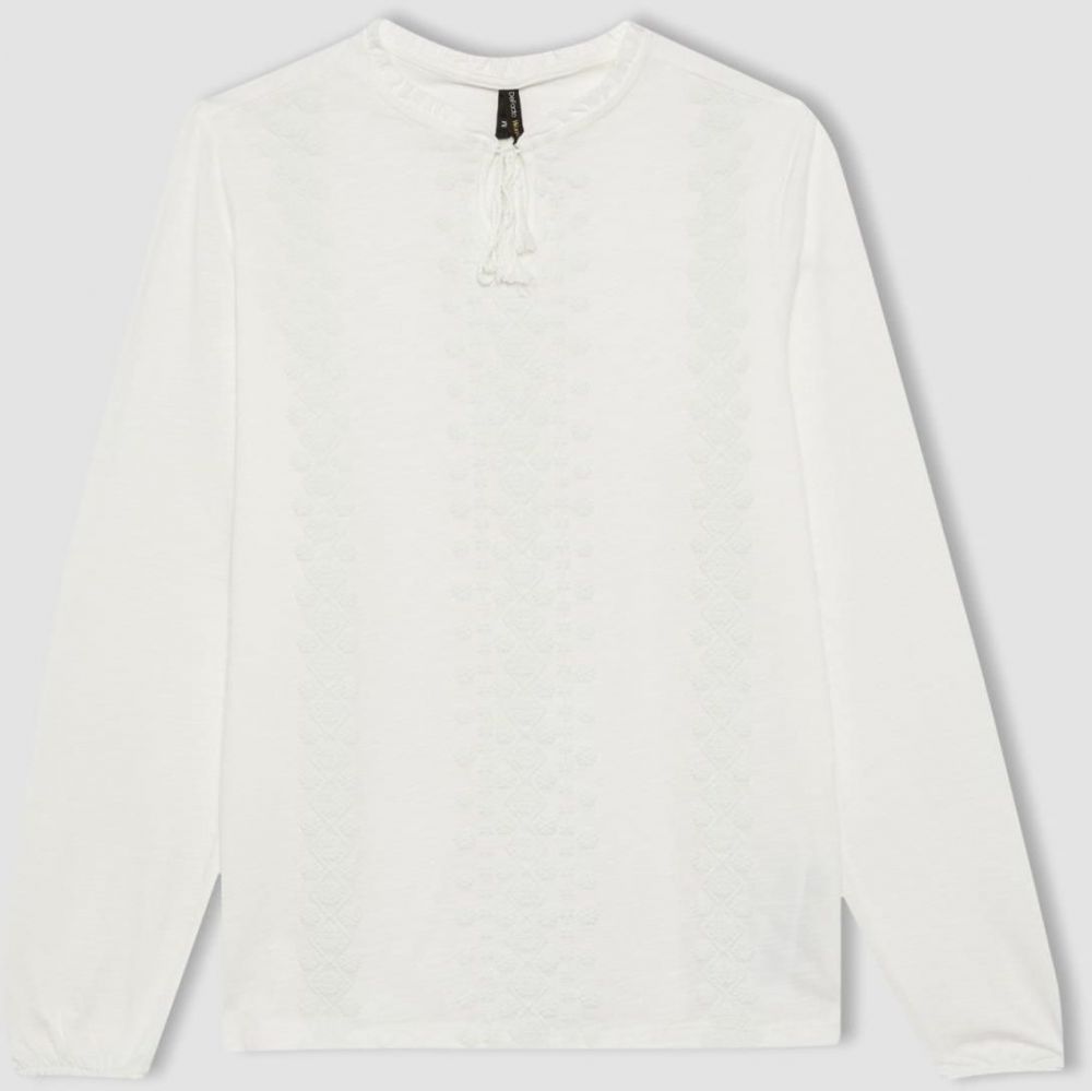 DEFACTO Regular Fit Puff Printed Flame Cotton Long Sleeve T-Shirt