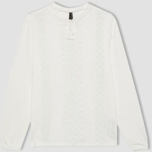 DEFACTO Regular Fit Puff Printed Flame Cotton Long Sleeve T-Shirt