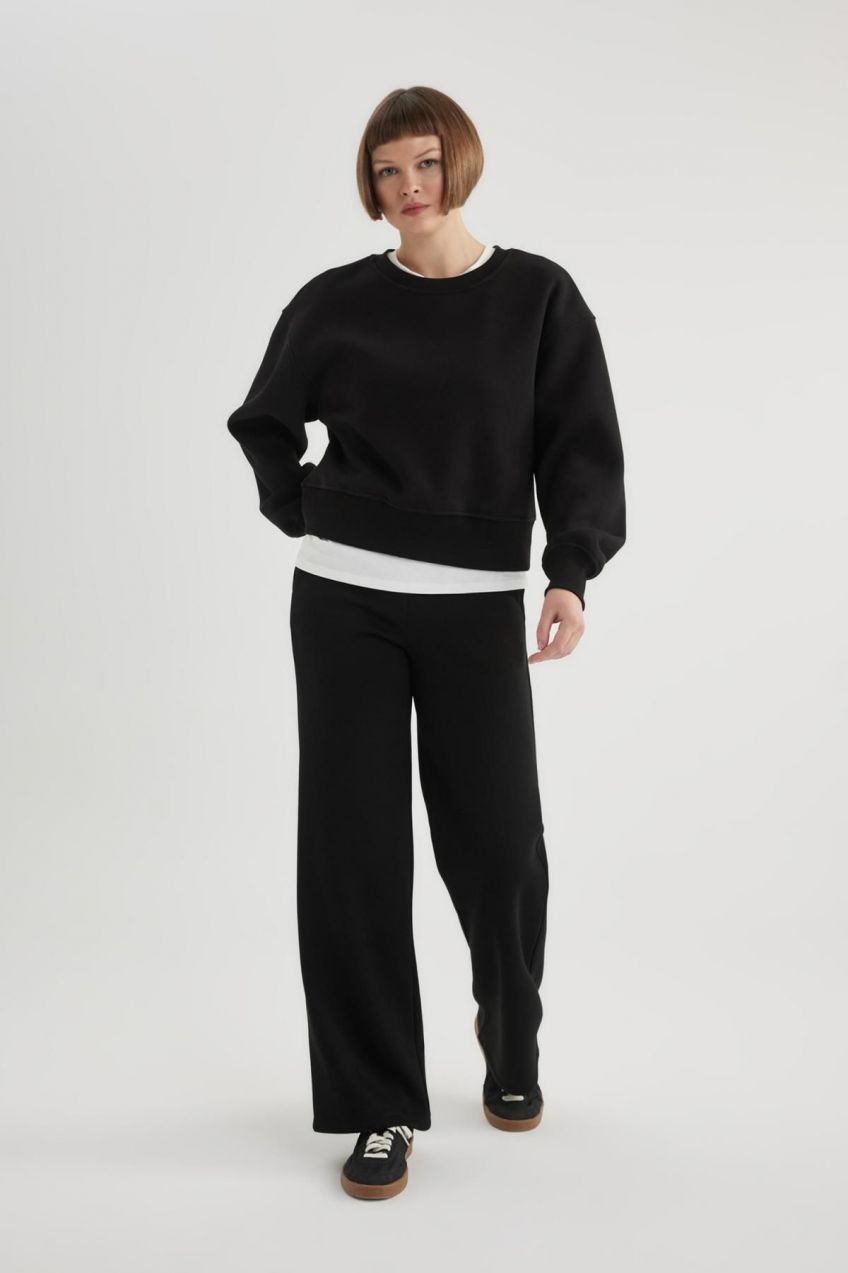 DEFACTO Straight Fit High Waist Thick Sweatpants with Pockets