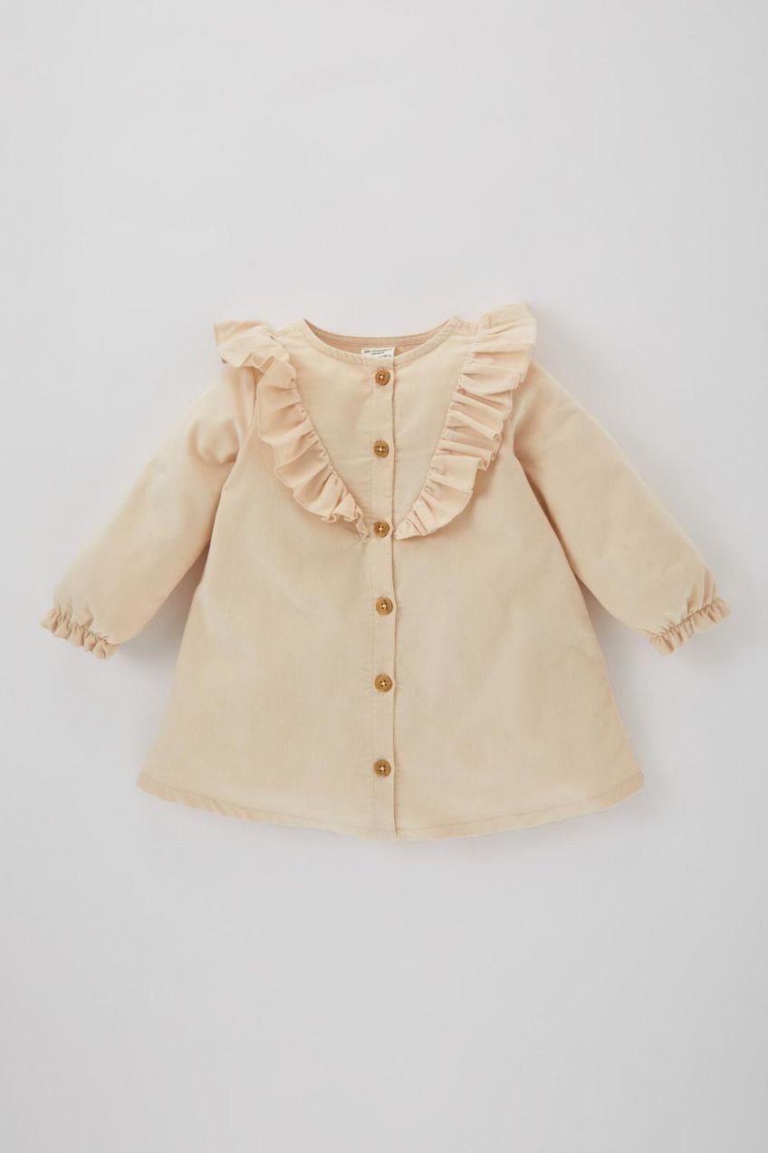 DEFACTO Baby Girl Long Sleeve Velvet Dress