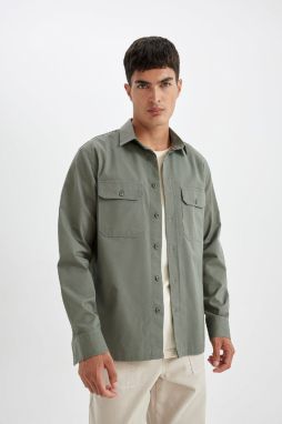 DEFACTO Regular Fit Polo Collar Cotton Long Sleeve Shirt