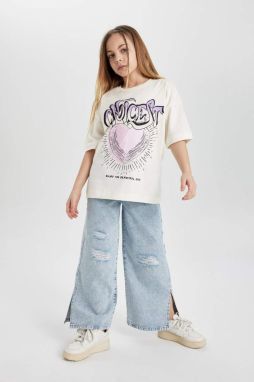 DEFACTO Girl's Wide Leg Ripped Detailed Wide Leg Jeans Z4708a623au