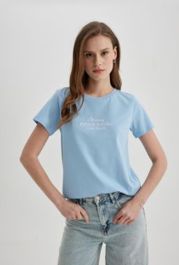 DEFACTO Regular Fit Crew Neck Printed Combed Cotton Short Sleeve T-Shirt