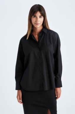 DEFACTO Oversize Fit Shirt Collar Poplin Long Sleeve 100% Cotton Shirt